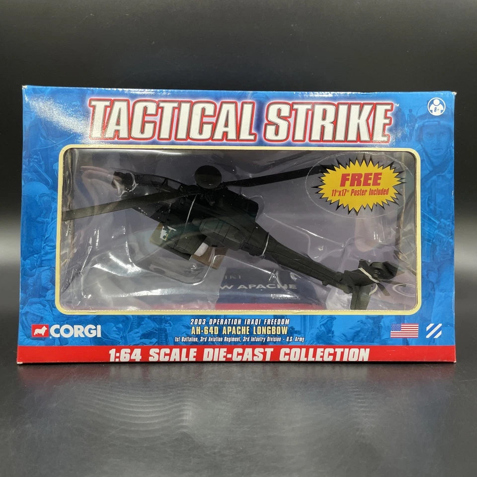 2004 Corgi Tactical Strike Die-Cast AH-64 Apache Longbow Helicopter 1:64 Scale - Image 1 of 4