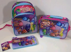 Set 3 School Disney Inside Out 2 Backpack Lunch box Bag Pencil Pouch Pink Girls - Picture 1 of 18