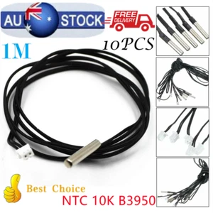 10PCS 1M Temperature Sensor Waterproof Temp Probe Thermistor NTC 10K B3950 AU - Picture 1 of 10