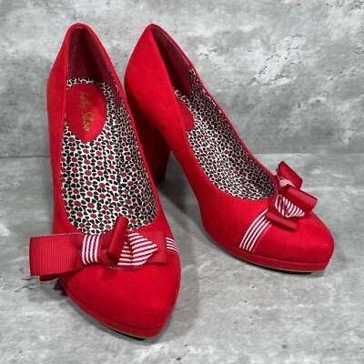 Zapatos de salón Ruby Shoo Susanna rojos de gamuza sintética con lazo para mujer talla 9 Foto 1 de 4