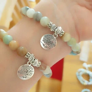 2 Brazalete de joyería de reiki elástico piedra de ansiedad curativa natural chakra Reino Unido - Imagen 1 de 15