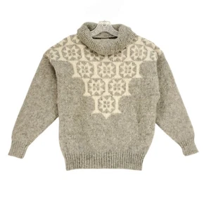 Suéter De Colección Hilda Ltd Para Mujer M Gris Blanco Islandés 100% Lana Pullover Capucha Cuello - Imagen 1 de 11