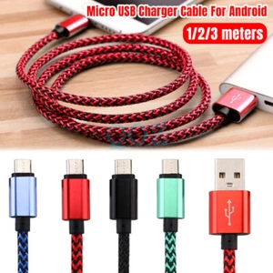 1/2pcs Micro USB Charger Cable Fast Charging Long Cord For Mobile Android 1M/3M - Picture 1 of 25