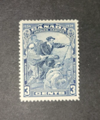 Sello de Canadá #208 Jacques Cartier (1934) 3¢ MLH OG Foto 1 de 2