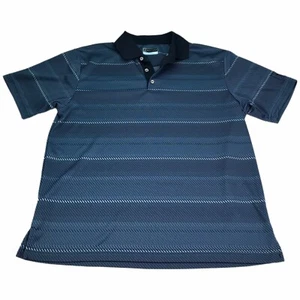 Polo PGA Tour uomo grande L golf blu a righe manica corta logo sport - Foto 1 di 6