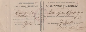 Documento Recibo 1898 GUERRA HISPANOAMERICANA Club Patriótico José Martí - Imagen 1 de 2