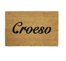 Welsh Welcome Coir Doormat Croeso Latex Backed Natural Scraper Mat 60cm x 40cm