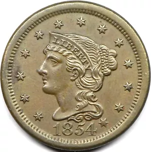 1854 large cent in a high uncirculated grade with beautiful details and color - Picture 1 of 3