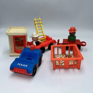 Assorted Fisher Price Little People VTG Telephone Phone Police Firetruck Wagon - Picture 1 of 7