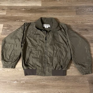 VTG 90 Columbia Bomber Jacket Men Small Softshell Olive Green Nylon Fleece Line - Picture 1 of 6