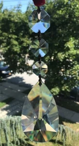 2 - 4" Starbust Oval Crystal Droplet Glass Chandelier Wedding Lamp Octagons - Picture 1 of 11