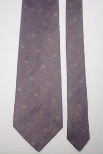 GUCCI GRAY w/ BROWN G's & WHITE PIN DOTS WOVEN 100% ITALIAN SILK NECK TIE 59.5" - Picture 1 of 11