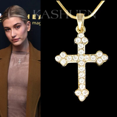 Orthodox Kreuz mit Swarovski Kristall Jesus Lord Religiös Halskette Schmuck - Bild 1 von 3
