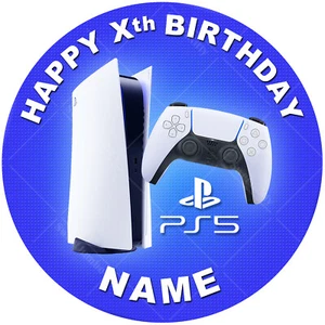 PS5 Playstation Konsole Kuchen Topper rund personalisierte essbare Glasur - Bild 1 von 4