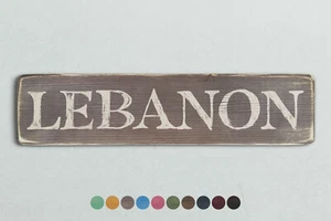 LEBANON Vintage Style Wooden Sign. Shabby Chic Retro Home Gift - Picture 1 of 2