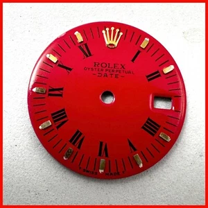ROLEX LADIES DATE 69173 OR 26MM LADIDES WATCH STELLA RED COLOR DIAL GOLD MARKER - Picture 1 of 2