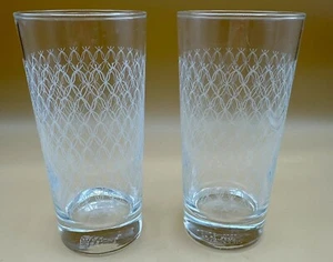 IKEA Highball Vidrio Derrame Patrón Blanco Criss Cross Red 6" Juego de (2) - Imagen 1 de 3