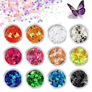 12 Color Set Nail Glitter Sequin Holographic Laser Flakes Nail Art Decoración 3D - Imagen 1 de 17