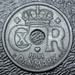 1941 NGJ DENMARK - 25 ORE - ZINC - Christian X - German Occupation - WWII era - Picture 1 of 5