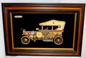 Vintage Handmade Original Relief Sculpture of 1914 Cadillac, Made in Spain - Picture 1 of 12