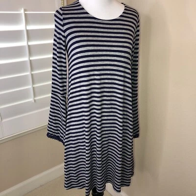 Vestido túnica manga larga gris y azul marino Exhilaration para niña mangas acanaladas L 10/12 Foto 1 de 4