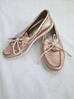 Sperry Top Sider Women's 7.5 Rose Gold Metallic Leather Laced Boat Shoe Loafers