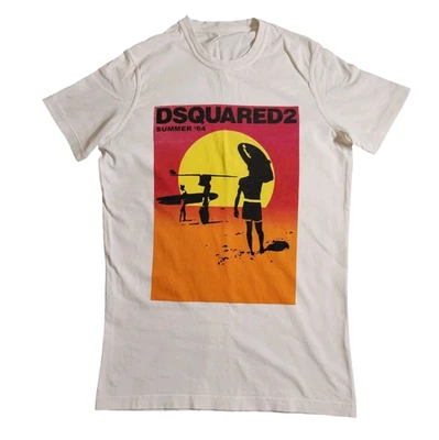 Dsquared2 T Shirt Men M White Summer '64 DSQ2 Box Graphic Beach Sun Holiday Rare - Image 1 of 4