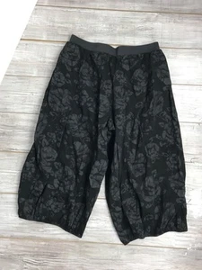 New IGOR Size XL Women's Black Flower stretch Waist 100% Cotton Wide Harem Pants - Picture 1 of 9
