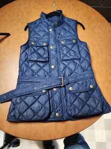 Gilet trapuntato Polo Ralph Lauren Navy, taglia XL, con cintura, equitazione, zip e chiusura a scatto - Foto 1 di 19