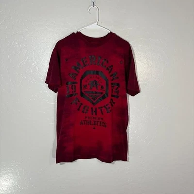 Camisa American Fighter Para Hombres Grande Roja Negra Premium Atletismo Gráfico Camiseta Hebilla Foto 1 de 4