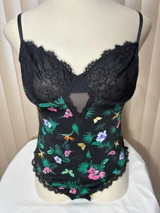 INC Bügel Teddy Body XL Blumen Spitze schwarz International Concepts Damen - Bild 1 von 12