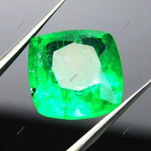 Cuscino Verde Smeraldo Colombiano Taglio 9 Ct Naturale CERTIFICATO Pietra Preziosa Sciolta - Foto 1 di 7