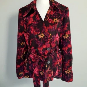 NY Collection Damen roter Blazer Krawatte Knopf künstlerisch bunt Lehrer Taschen groß - Bild 1 von 13