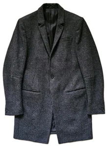 ALL SAINTS District coat Overcoat British Mallalieus Tweed Mens 38 Grey Check - Picture 1 of 18
