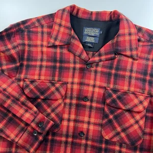 Pendleton Original Board Shirt Men’s Medium Wool Loop Neck Red Flannel Heritage - Picture 1 of 9