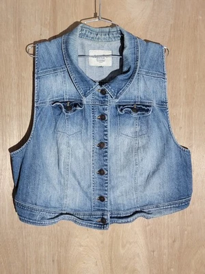 Chaleco de mezclilla American Rag Cie Jean para mujer M azul botón delantero sin mangas occidental Foto 1 de 4