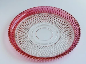Vintage Indiana Glas Rubin Flash Diamond Point Kuchen Servierplatte Platte Tablett - Bild 1 von 6