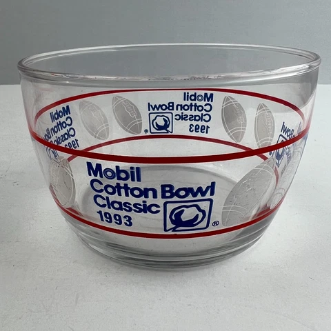 Mobil Cotton Bowl Classic 1993 Glass Bowl Candy Dish 2.5" Vintage Souvenir Cover