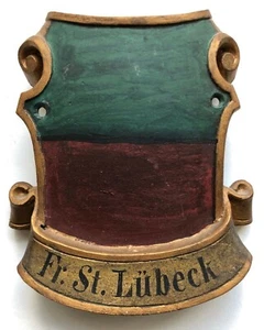 Wappenschild Metall FREIE STADT LÜBECK - Hanse, Original 19. Jhdt., Metallguss - Bild 1 von 4