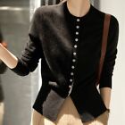 Korean Womens Autumn Knit Casual Slit Button Cardigan Sweater Coat Jacket Tops
