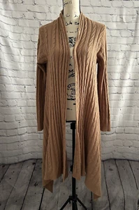 LAUREN Ralph Lauren beige Wolle Kaninchenhaar Zopfmuster Wasserfall Cardigan Pullover - Bild 1 von 6