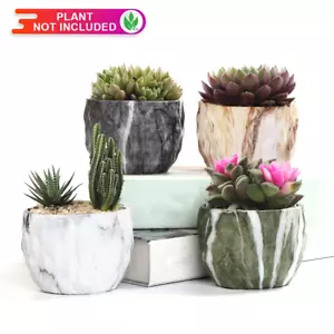 Modern Style Marbling Ceramic Flower Pot Succulent/Cactus Planter (4 in Set) - Picture 1 of 6