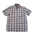 The North Face Mens Shirt Medium Gray Plaid Button Up Pockets Short Sleeve