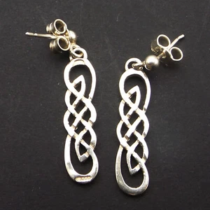 Sterling silver drop earrings simple Celtic knot design by PMR Jewellery - Picture 1 of 8