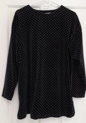 Top Milano Sport Terciopelo Talla L Grande Negro Poka Dot Foto 1 de 2
