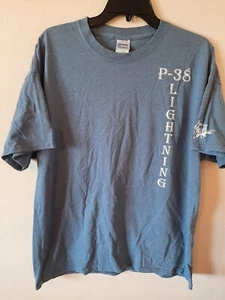 Vintage P 38 Lightning Plane T-Shirt Mens Size XL Gray Military Graphic--EUC! - Picture 1 of 3