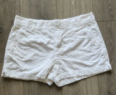 Pantalones Cortos Gap Para Mujer 10 Blanco Corte Floral Textura Patrón tiro Medio 32x 3 Algodón Foto 1 de 4