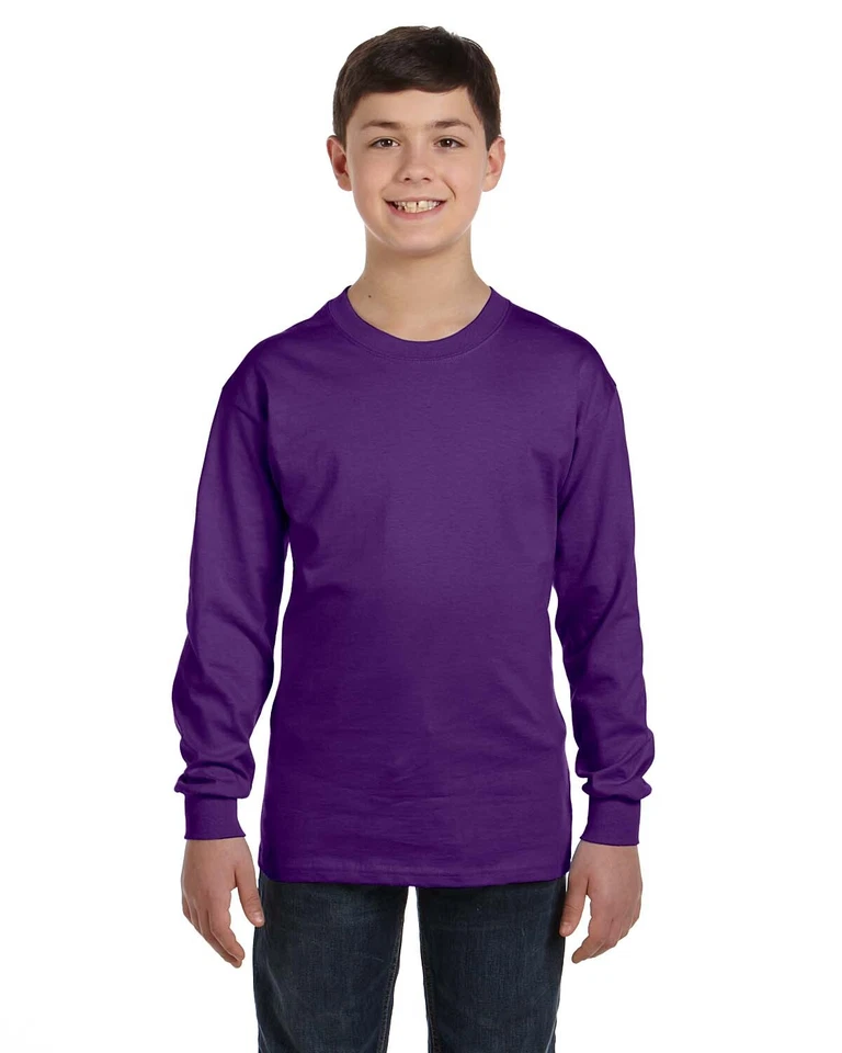 Gildan Youth T-Shirt Long Sleeve Heavy Cotton 5.3 oz XS-XL G540B - Image 1 of 1