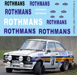 1/18 Decals per Ford Escort RS 1800 MK II 1981 TBD524 - Picture 1 of 1