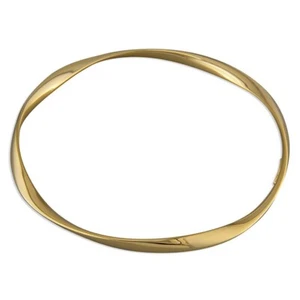 18ct Yellow Gold Crossover Bangle On Sterling Silver British Made Hallmarked - Picture 1 of 3